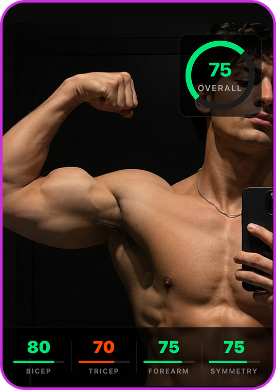 Arm scan preview showing muscle analysis for a man