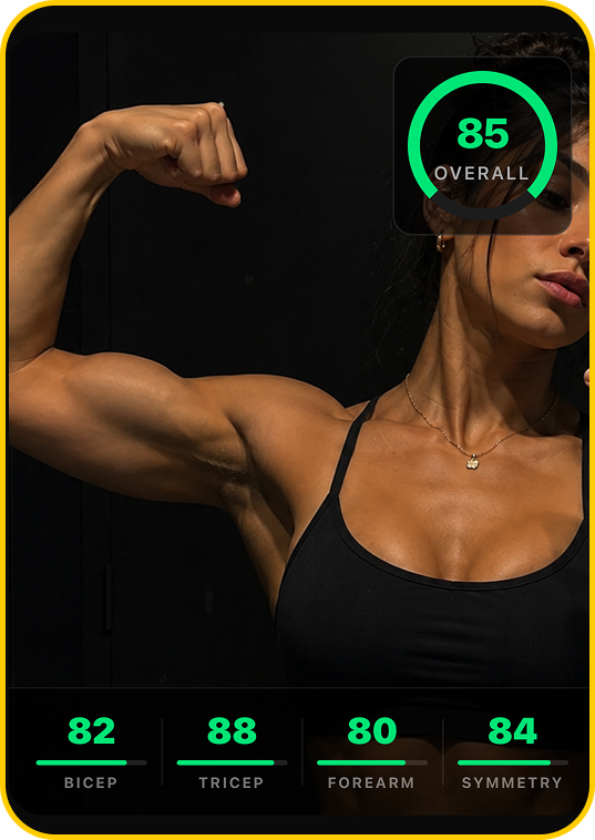 Arm scan preview showing muscle analysis for a woman